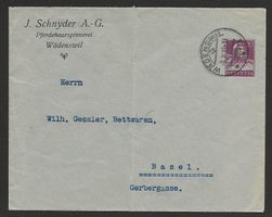 1923   20 Rp. Ganzsachen Brief von Wädenswil nach Basel