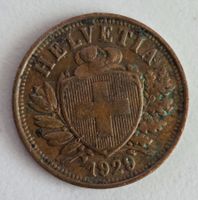 Alte Schweizer Münze 2 Rappen 1929
