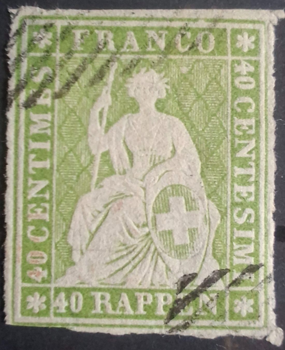 Alle Briefmarken: Strubel 26A2 mit Attest Kat. 1550.- – Gebraucht aus Balgach von SIMEON27