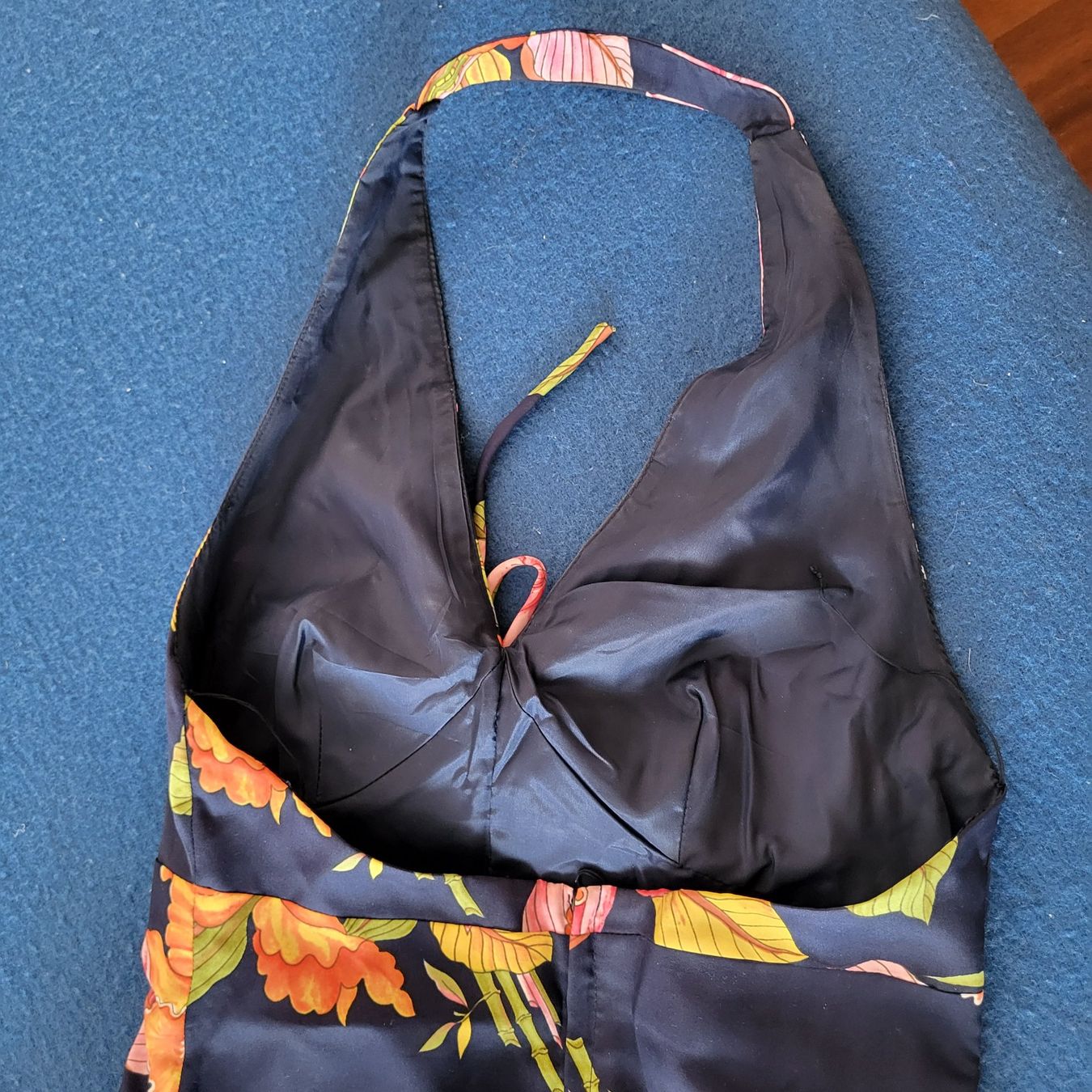 Vestiti: Abendkleid, blau mit Blumenmuster, sehr elegant – Usato da Andermatt venduto da urseren14 5