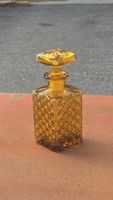 Bernsteinfarbene Glas Karaffe m. Deckel, Vintage Sammlerstü