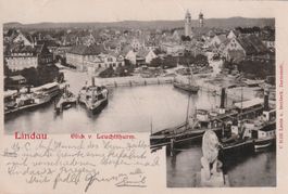 Deutschland Lindau Hafen mit Dampfschiffen