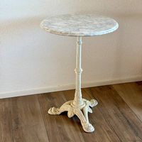 Runder Vintage Marmortisch mit Gusseisenfuss Ø 50 c