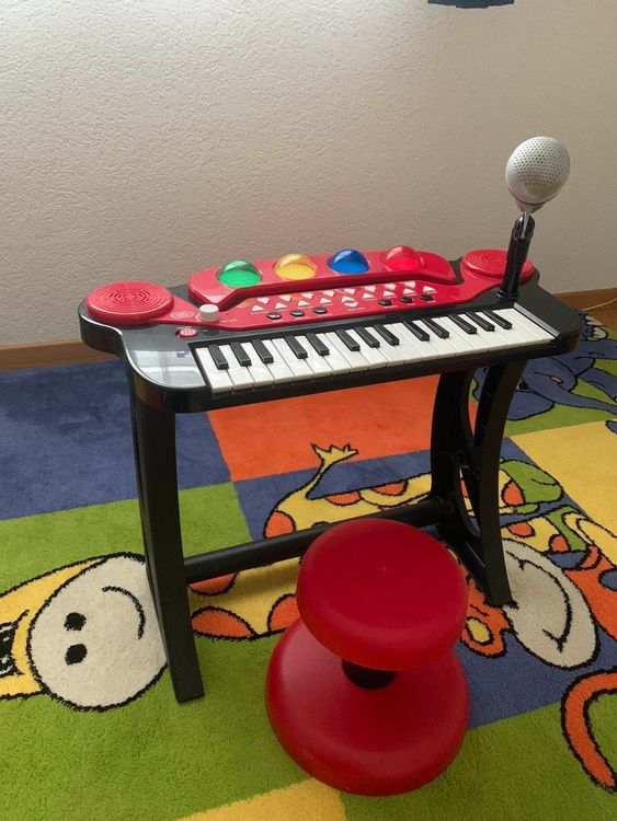 GOPLUS Kinder Keyboard 31 Tasten - Mit Hocker, Mikrofon & LED-Licht