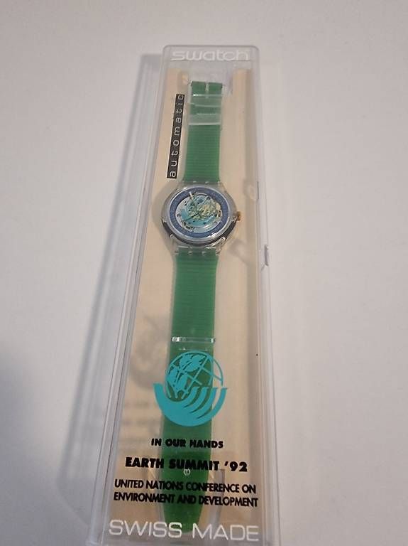 Montres: Swatch Automatic Earth Summit 92  ungetrag.- Originalverp, – Neuf avec emballage d'origine à Kloten par rol_yl62