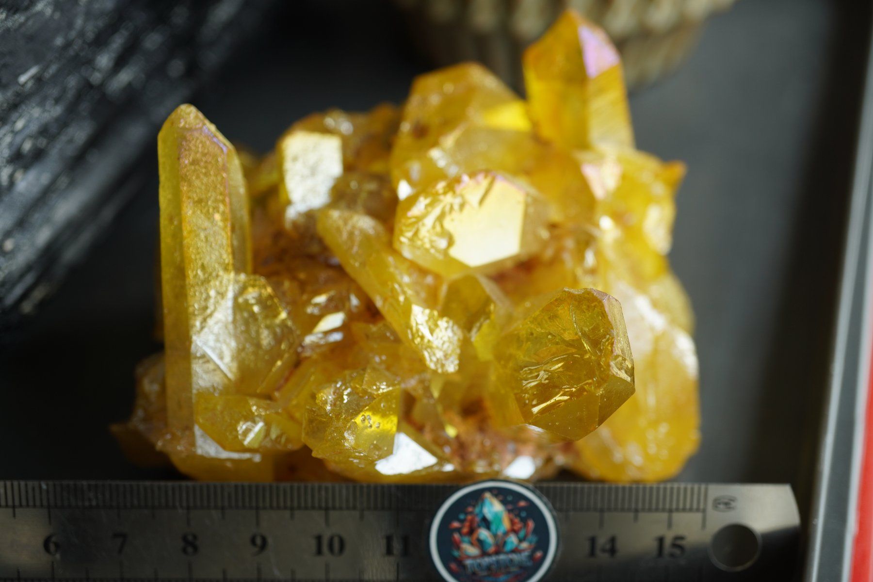 Minerali & Pietre curative: Bergkristall mit Hammerschlag Bedampft   Aqua Gold – Nuovo e nell'imballaggio originale da Eschenbach SG venduto da topstone 6