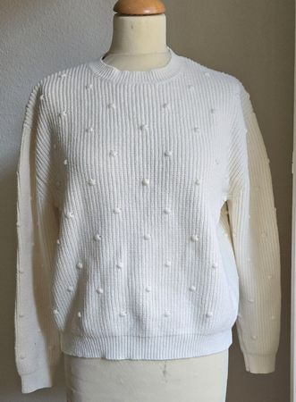 Pull blanc cassé à pois brodés Mango, taille XS