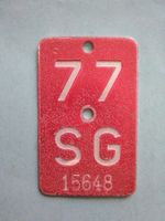 Velonummern Fahrradnummer SG 77