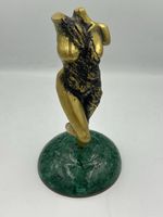 Sculpture corps de femme nue en bronze socle malachite