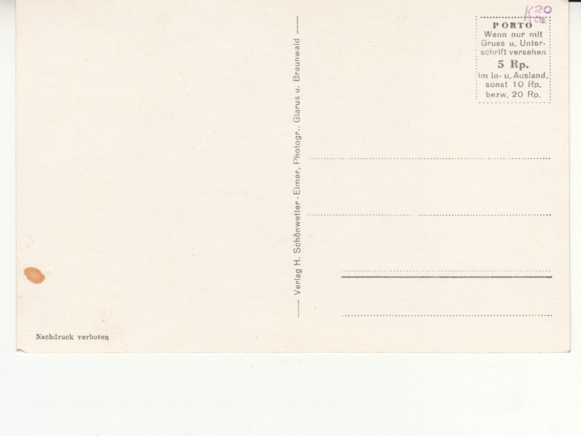 Cartoline postali: Braunwald ca. 1940 – Usato da Bürglen TG venduto da StampGraf 1