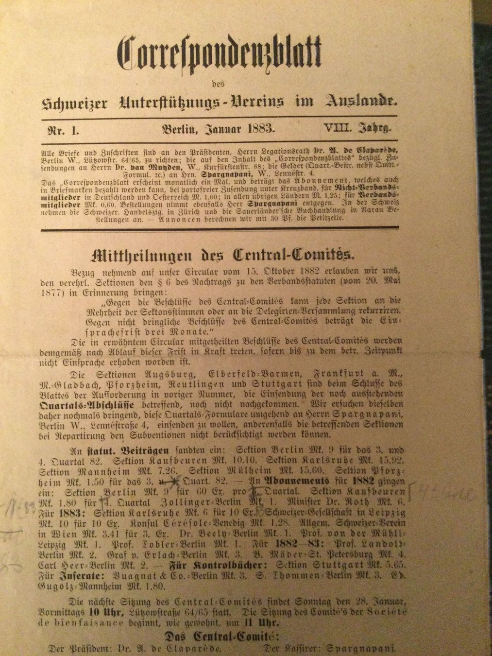 Tutti i francobolli: Correspondenzblatt, Berlin 1883 – Usato da Luzern venduto da Einh0rn 1