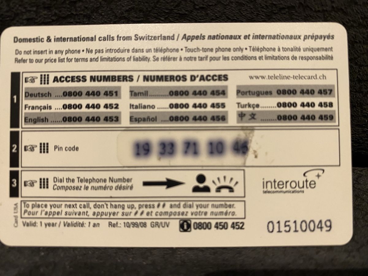 Cartes de téléphone: Teleline – D'occasion à Lausanne par babacard10 1