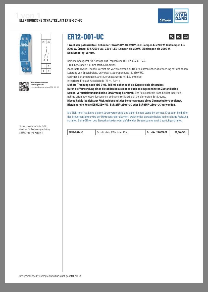 Eltako Componenti elettronici: Eltako er12-001-uc – Usato da Brugg AG venduto da nr1 1