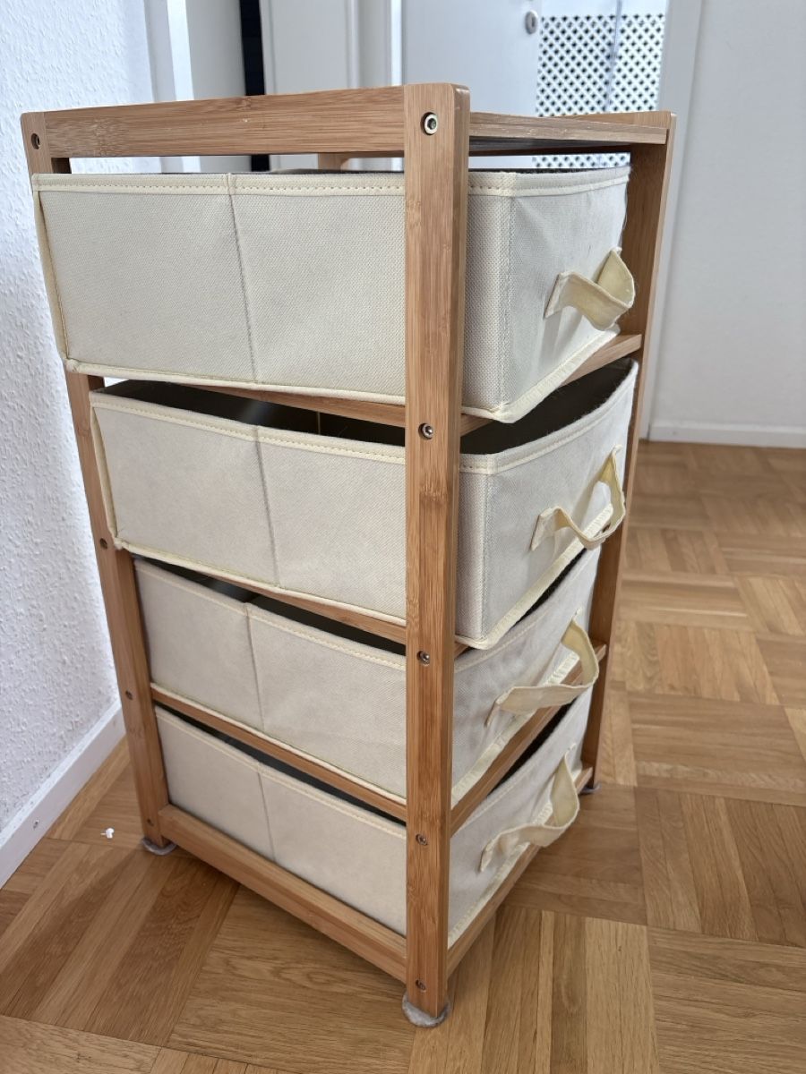 Cassettiere: Schubladenschrank mit 4 Stoffschubladen hellbeige – Usato da Zürich venduto da mic_978d 1