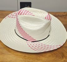Mexiko Strohhut weiß mit rosa Muster wie neue Bedingung
