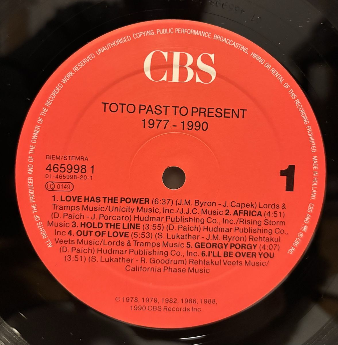 Toto - Past To Present 1977-1990 LP EX/EX (Gebraucht) in Neuchâtel für ...