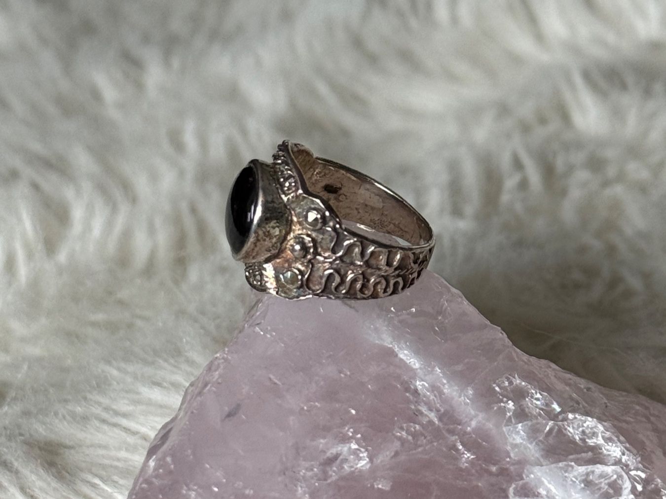 Ringe: Vintage Silberring 925 mit schwarzem Stein – Gebraucht aus Istighofen von Ringparadies 1