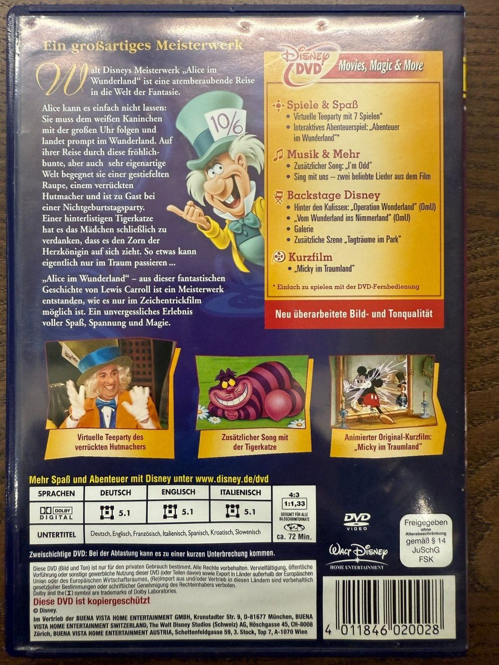Tutti i DVDs: Alice im Wunderland – Usato da Zürich venduto da FilmFreunde 1