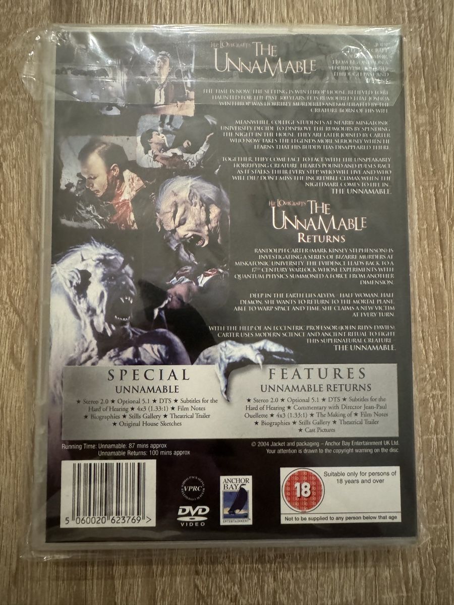 Alle DVDs: The Unnamable 1+2 UK DVD – Gebraucht aus Stein am Rhein von ricks0r 1