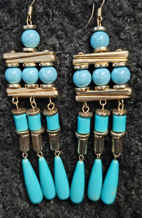 Western Cowgirl Ohrringe - Cowboyhut Mit Stiefeln & Türkis Anhänger