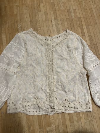 Bluse mit Stickerei Creme  Baumwolle