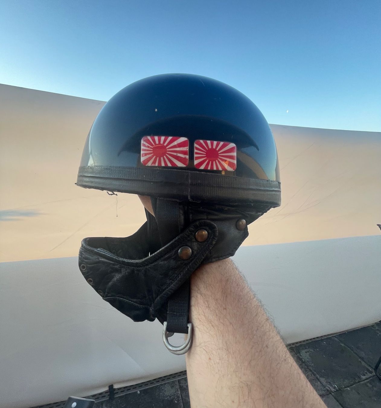 Caschi & visiere: Davida Helm Original mit 2 Leder Gesichtsmasken – Usato da Grenchen venduto da Jimbo3743 2