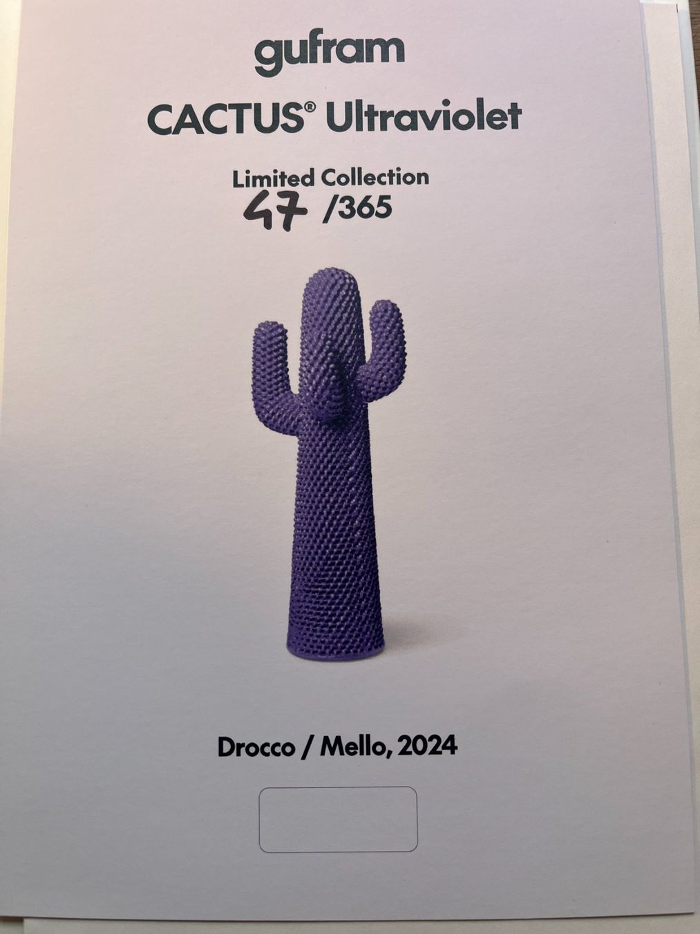 Statuette: Gufram CACTUS Ultraviolet – Nuovo e nell'imballaggio originale da Zürich venduto da paristurin 6