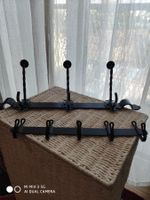 2x Vintage Garderobenleiste, Kleiderhaken, Schwarz Metall