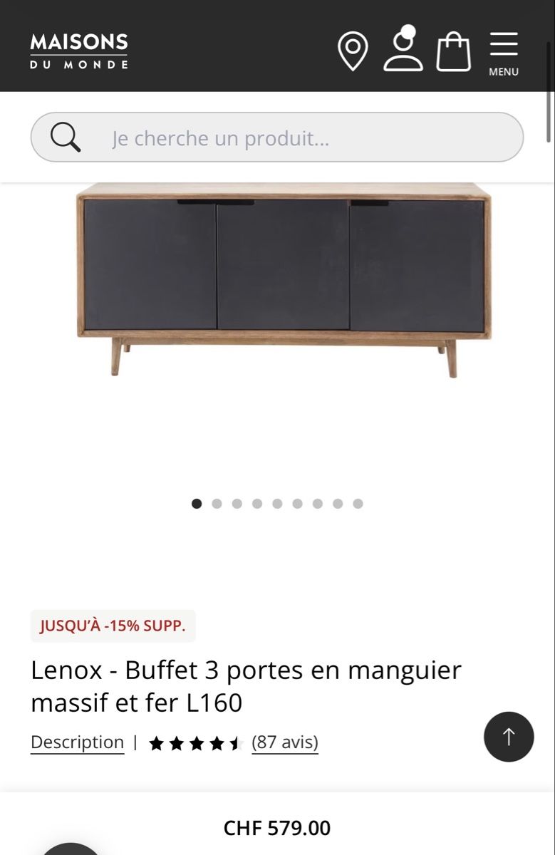 Maisons du monde Büffets: Design Sideboard Maison du Monde Mangoholz – Gebraucht aus Winterthur von JB_Design_Archive 2
