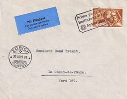 1927, Erstflug 22.Vlll.27 mit Nr. F6, Bellinzona-Zürich.
