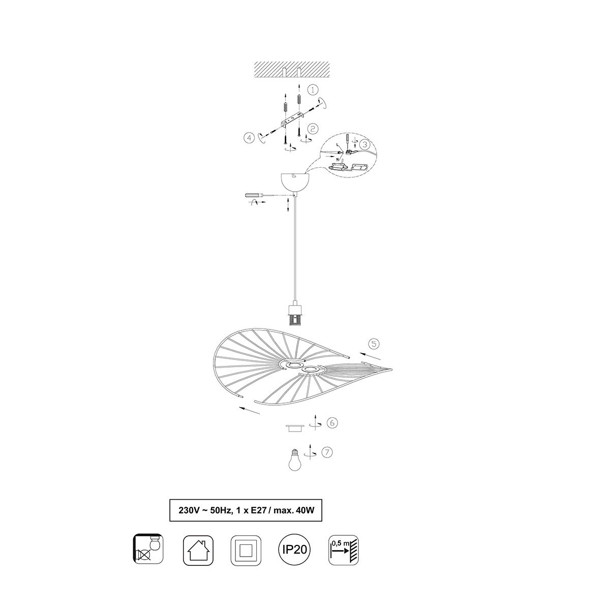Lampadari & plafoniere: Pendelleuchte, Geschwungen, 60 cm Ø – Nuovo (secondo la descrizione) da Kreuzlingen venduto da Smart-Light 9