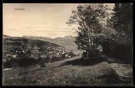 AK Chexbres, Vue générale, village et chemin boisé