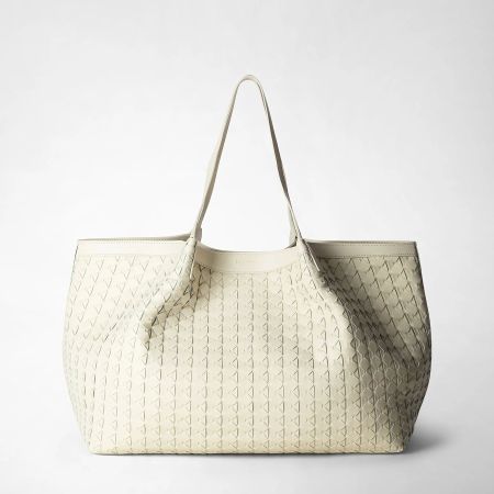 Orig. SERAPIAN grosse Secret Mosaico Leder Bag, Off-White