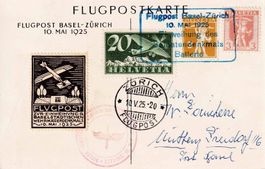 1925: Flugkarte mit Nr. F4++, und Vignette Nr. 12