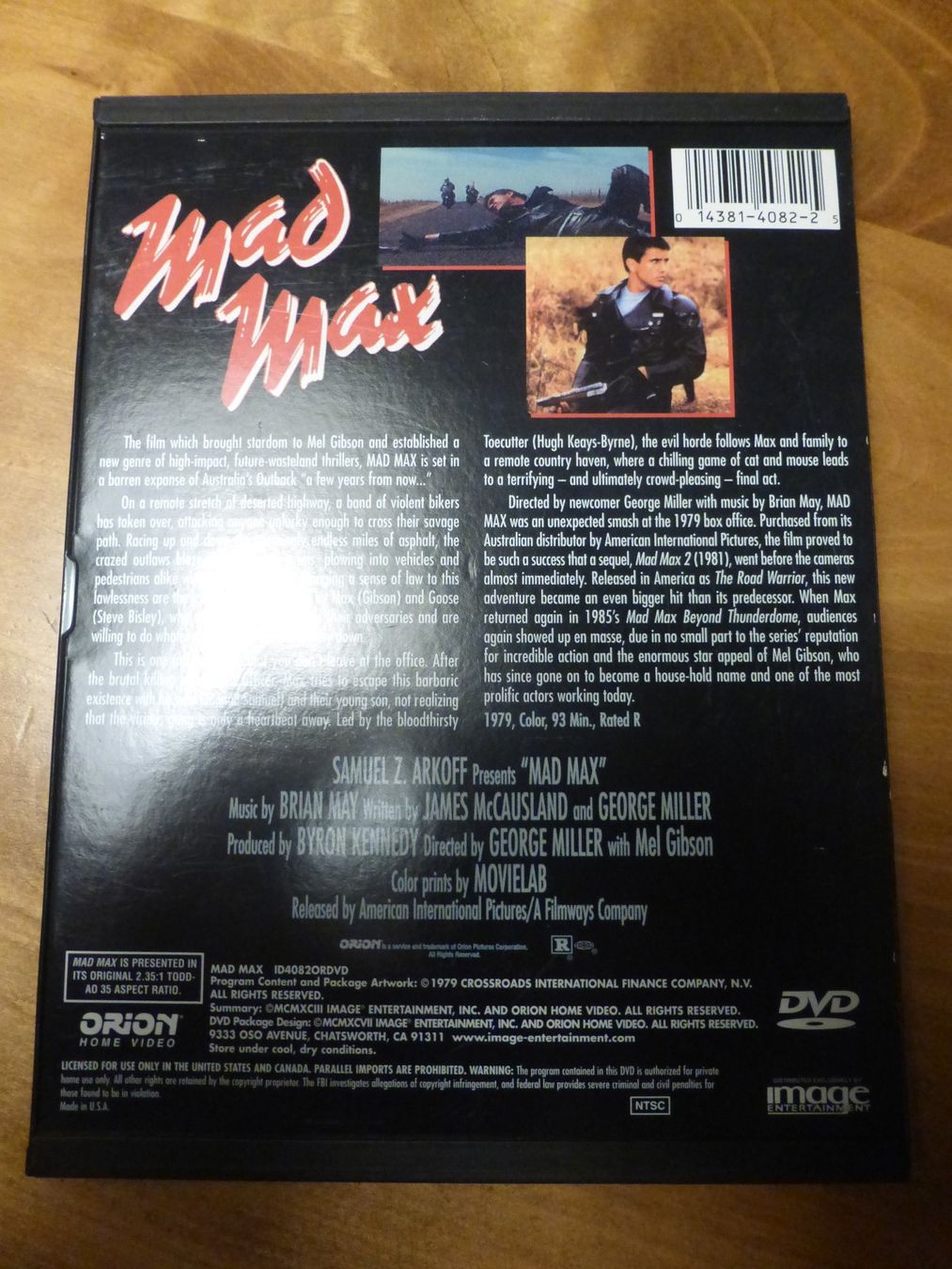Tutti i DVDs: Mad Max 1 Orion Widescreen Edition Snap Case – Usato da Zumikon venduto da psisound 1