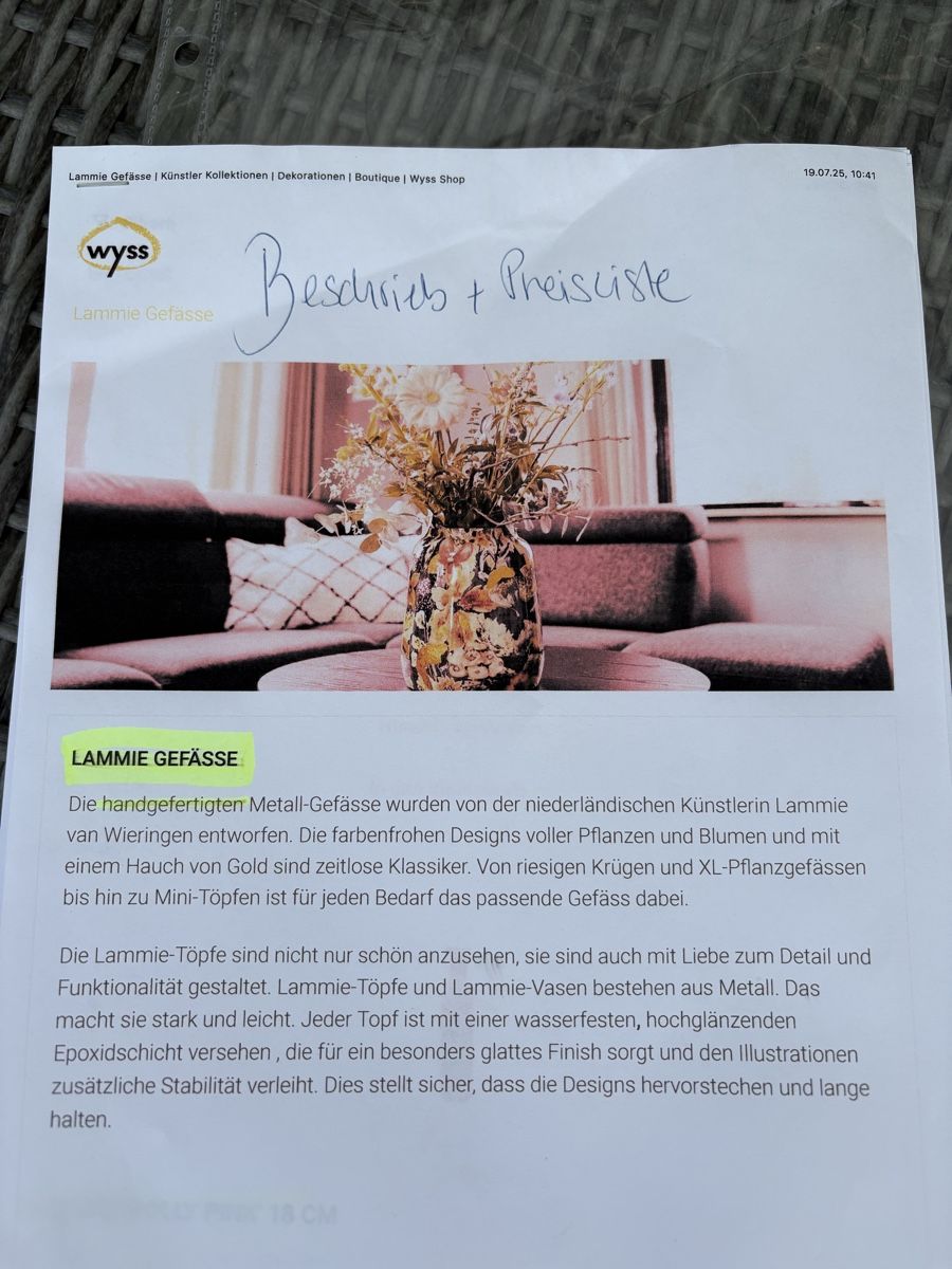 Tutte le decorazioni: Lammie Gefäss/ Flasche Original – Usato da Fehren venduto da Frischki 5