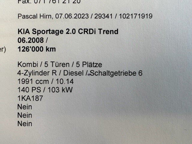 Anhangelast Kia Sportage