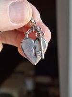 Kette Silber antik Herz und Schlüssel 
