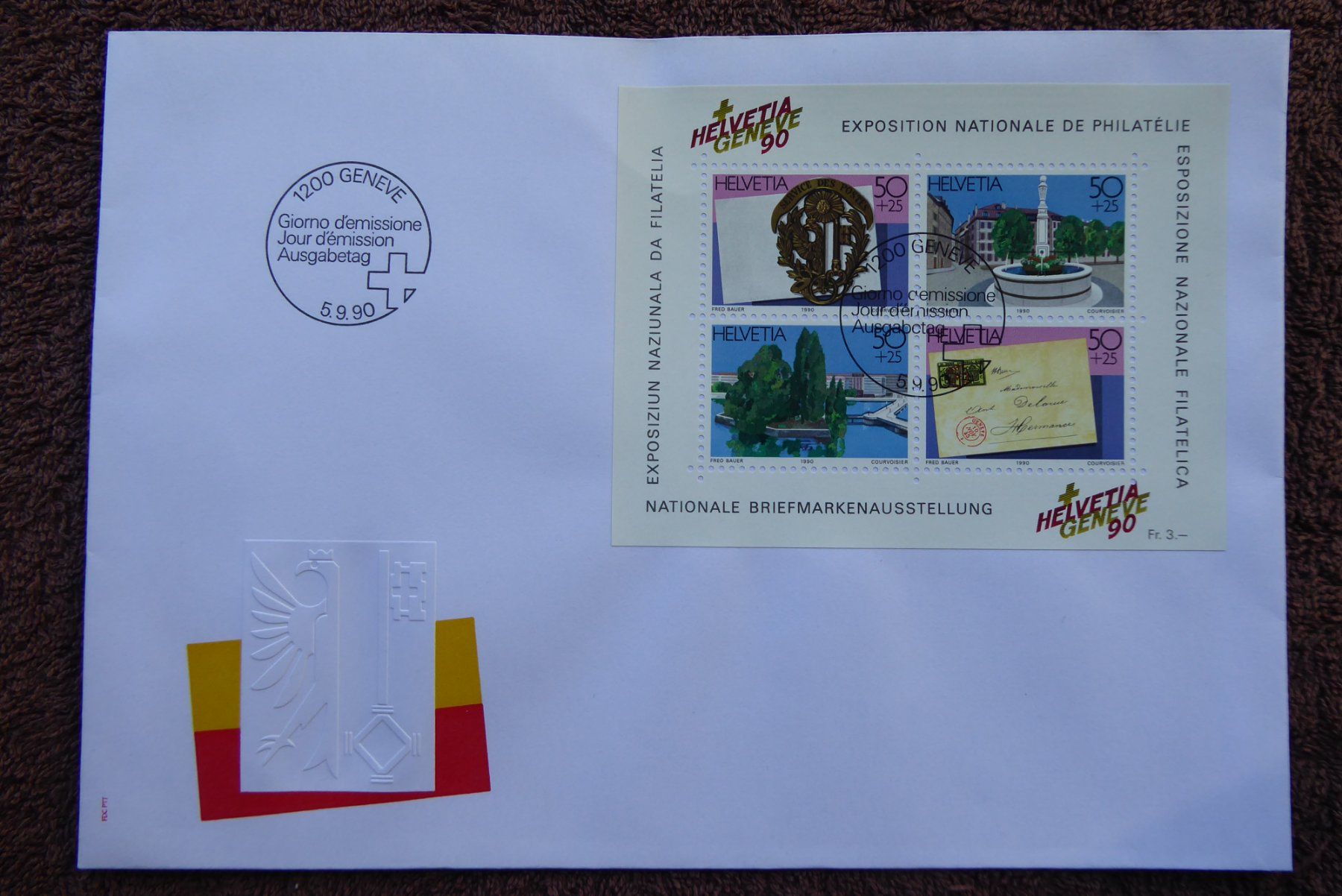 Tutti i francobolli: (F478) FDC 1990: NABA - Block Genf W72 – Usato da Basel venduto da scholle50
