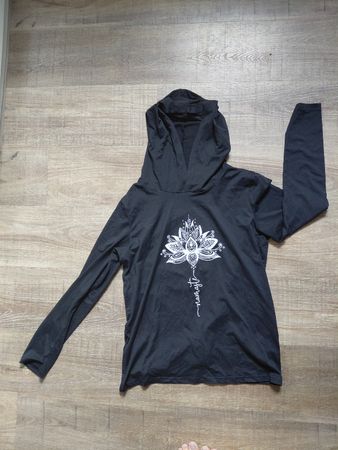 Damen Hoodie schwarz Lotus Namaste Grösse S