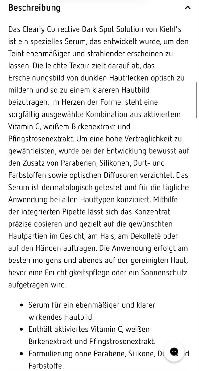 Kiehls Cura del viso: Kiehl's Clearly Corrective Dark Spot Solution, 30ml (neu) – Nuovo e nell'imballaggio originale da Augst BL venduto da fine-art 4