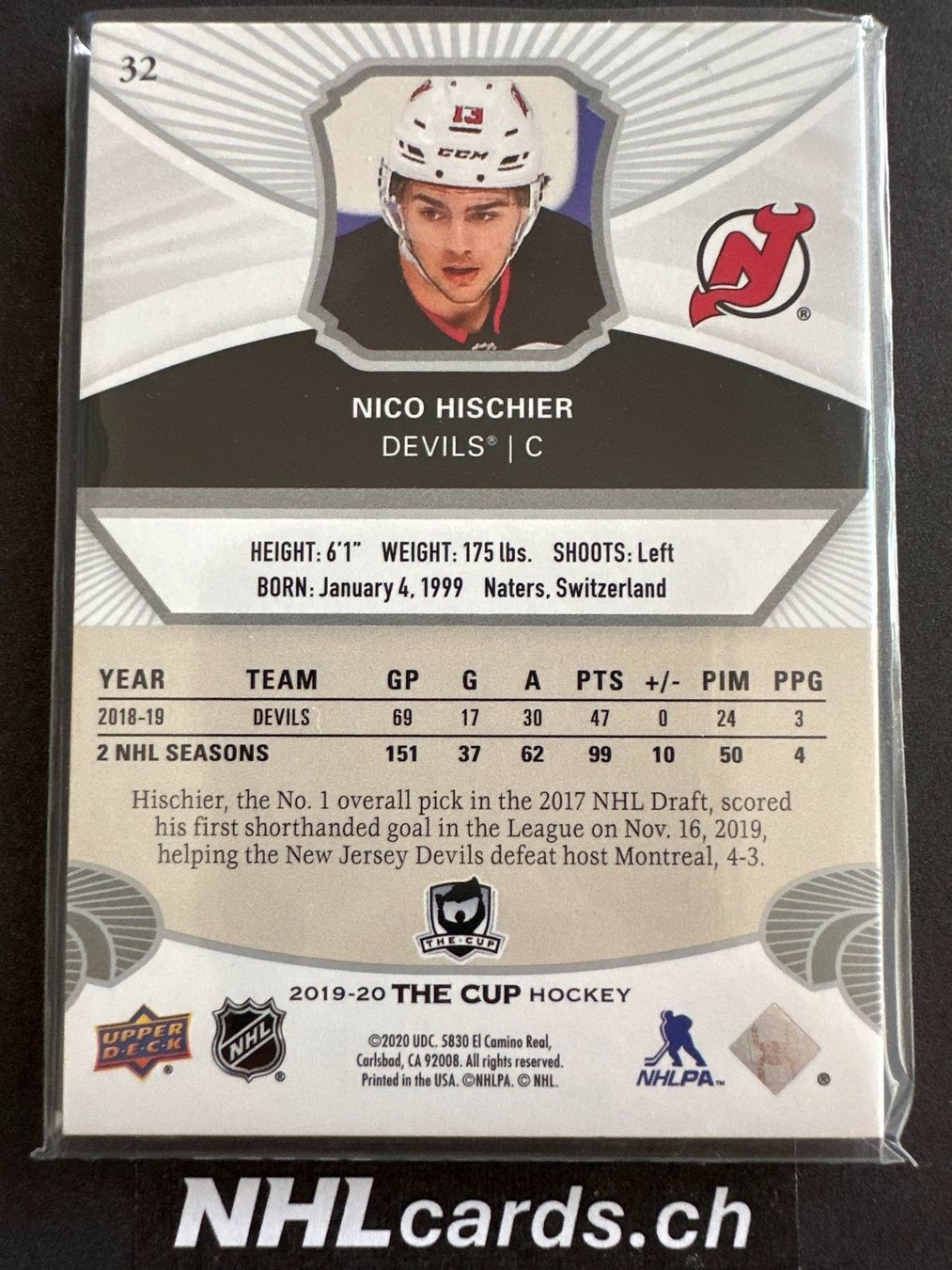 NHL Carte collezionabili: Nico Hischier NHL Card /249 The Cup – Usato da Belp venduto da nhlcards.ch 1