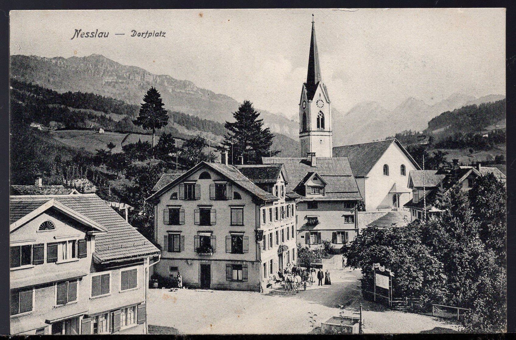 Cartoline postali: Nesslau 16.VIII.08  Dorfplatz – Usato da Aarau venduto da kufi44