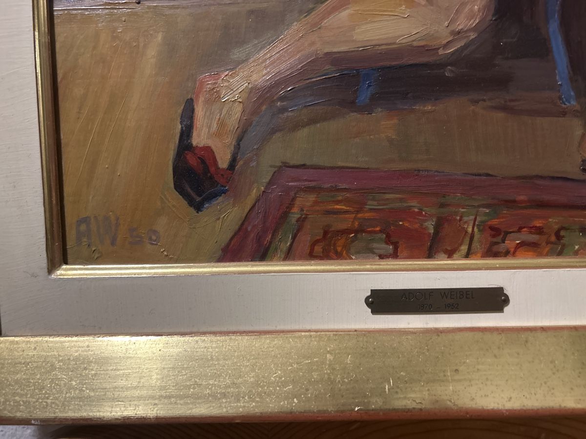 Dipinti: Original Ölgemälde "Aktstudie" von Adolf Weibel, 1950 – Usato da Glarus venduto da KunstWerkEr-LS87 3