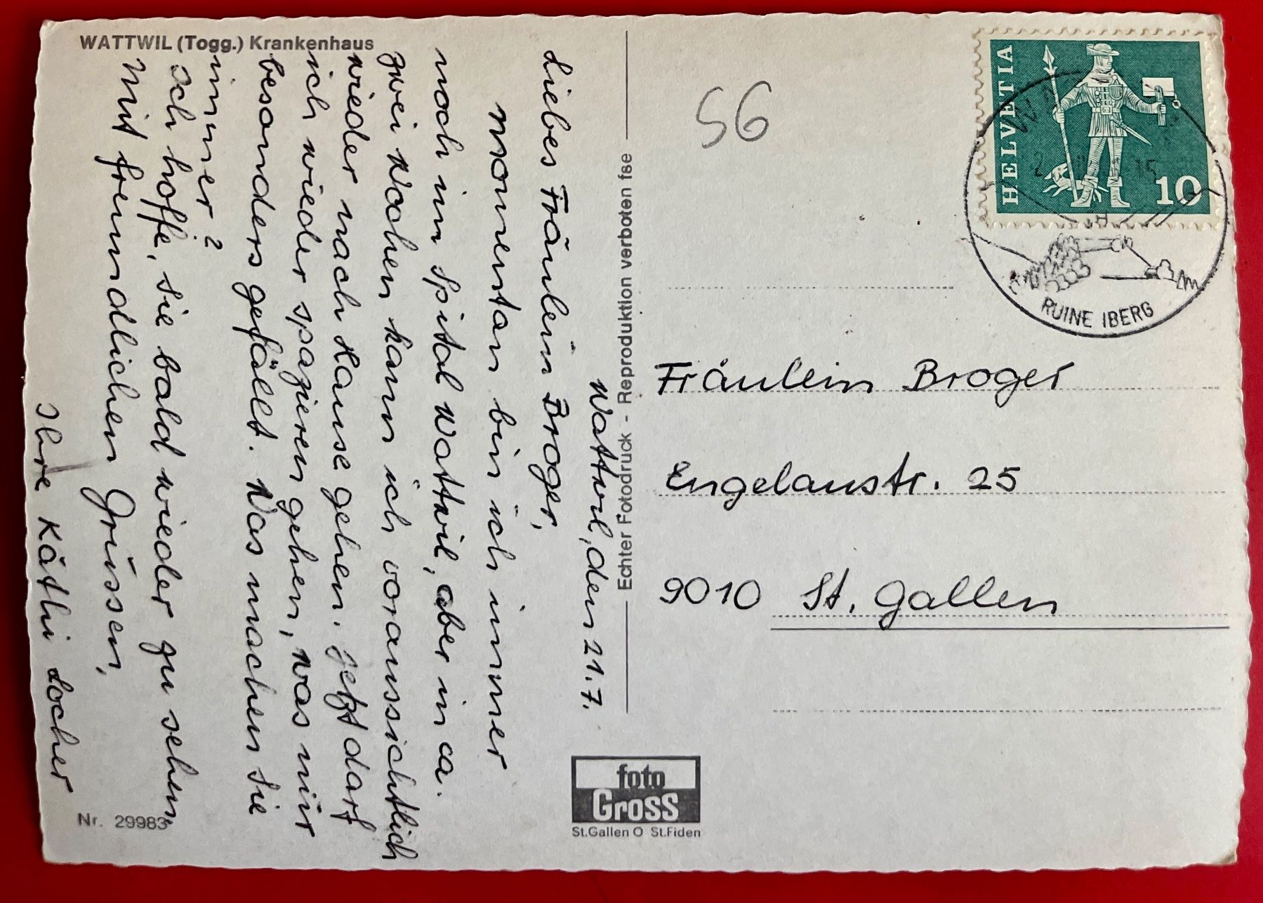 Cartoline postali: AK: WATTWIL - Krankenhaus – Usato da Lutry venduto da Ediego 1
