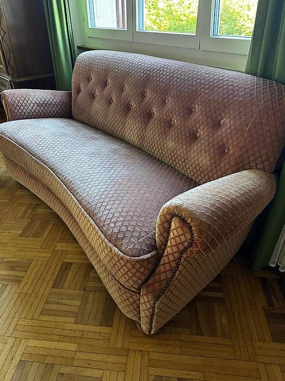 Divani: Vintage Sofagarnitur Samt  Sofa & 2 Sessel Altrosa  – Usato da Schmitten FR venduto da kueddelmaier 1