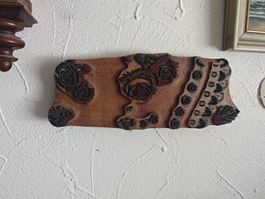 Glarnertuch - Holz Druckstock mit Blumenmuster - Antik
