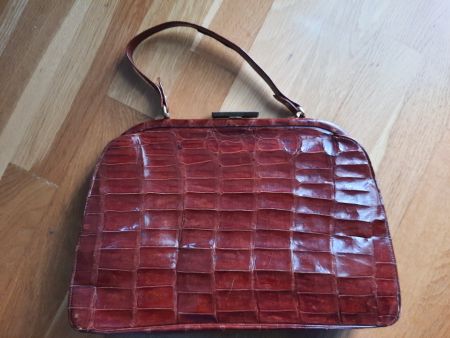 Vintage Handtasche Kroko, Leder, 50er Jahre