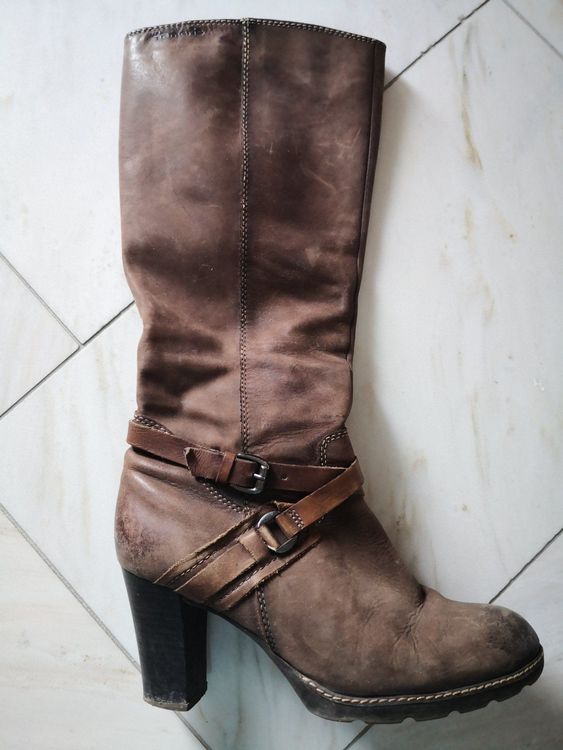 Infinity Damen Daroca Leder Stiefel - Kniehoch Mit 4cm Absatz