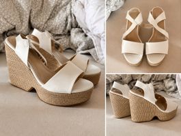 Keilabsatz Sandalen weiss Grösse 38 ungetragen